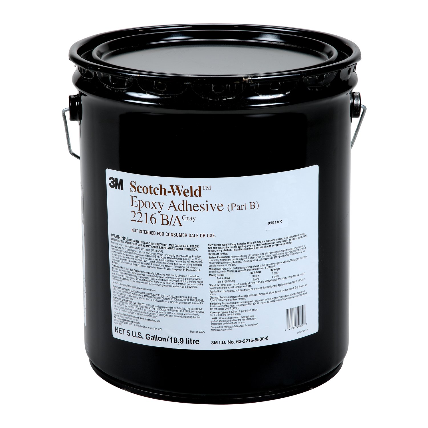 7000046360 - 3M Scotch-Weld Epoxy Adhesive 2216, Gray, Part B, 5 Gallon (Pail), 1 Can/Drum