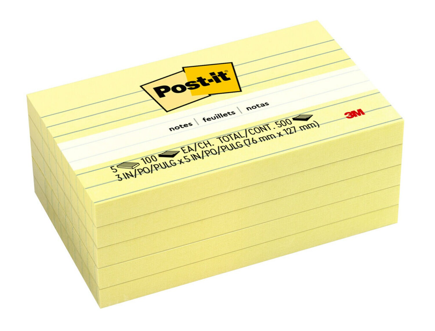 7100243061 - Post-it Notes 635-5PKSS, 3 in x 5 in (76 mm x 127 mm), 100% PEFC, SGSCH-PEFC-COC-110078