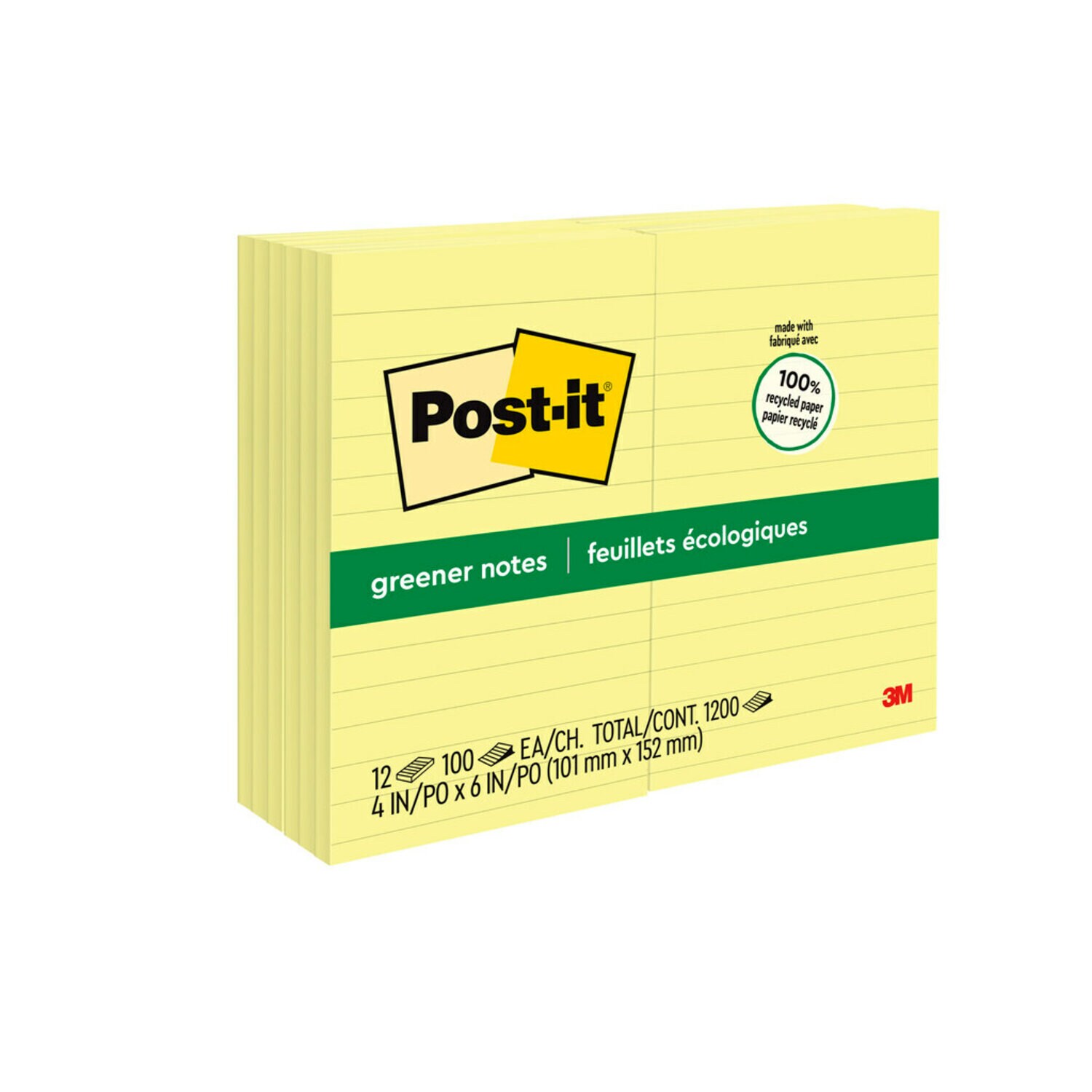 7100243767 - Post-it Notes 660-RP, 4 in x 6 in (101 mm x 152 mm), 100% PEFC, SGSCH-PEFC-COC-110078