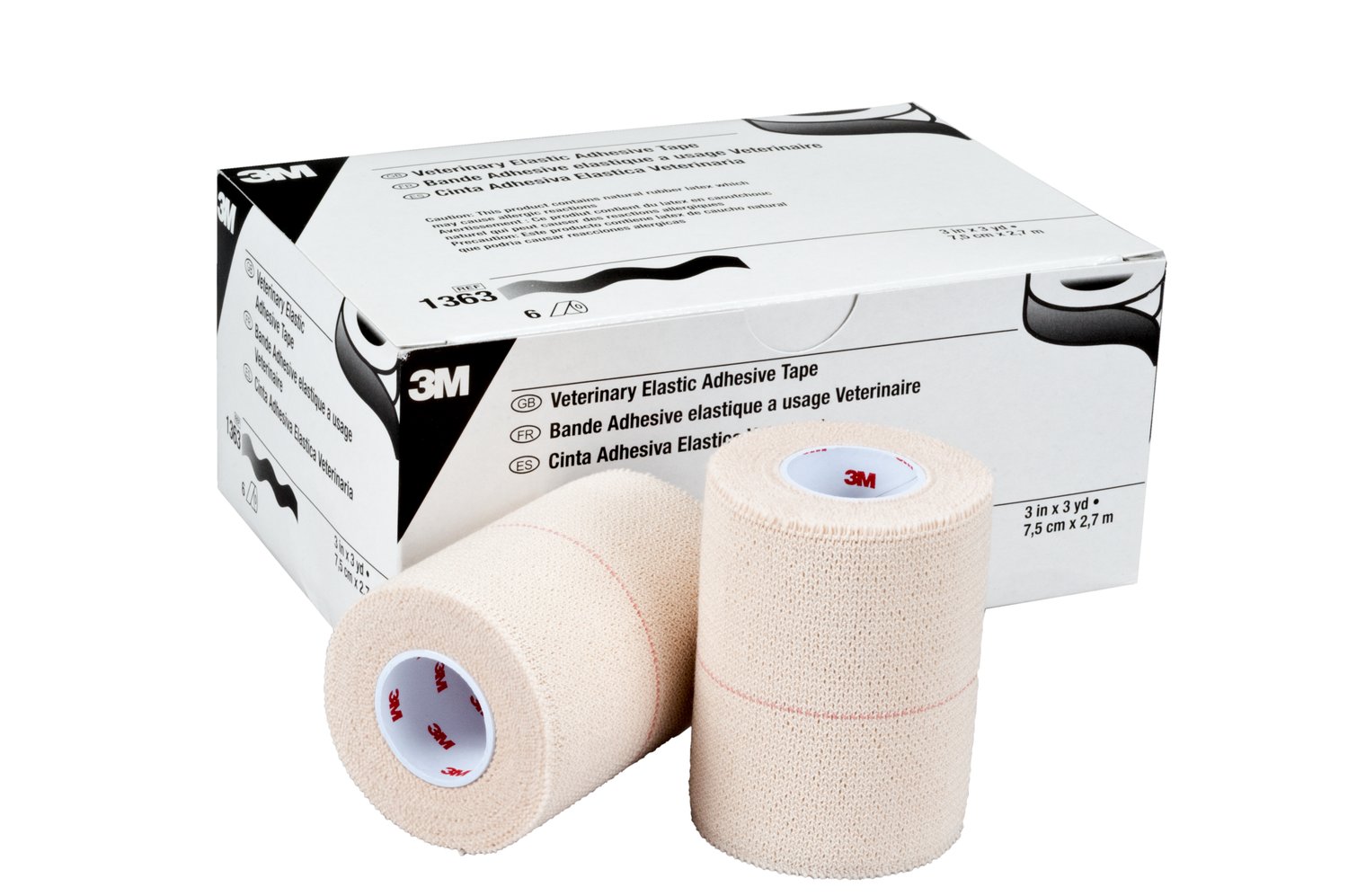 7000108577 - 3M Veterinary Elastic Adhesive Tape, 1363, 3" x 3 yd Relaxed