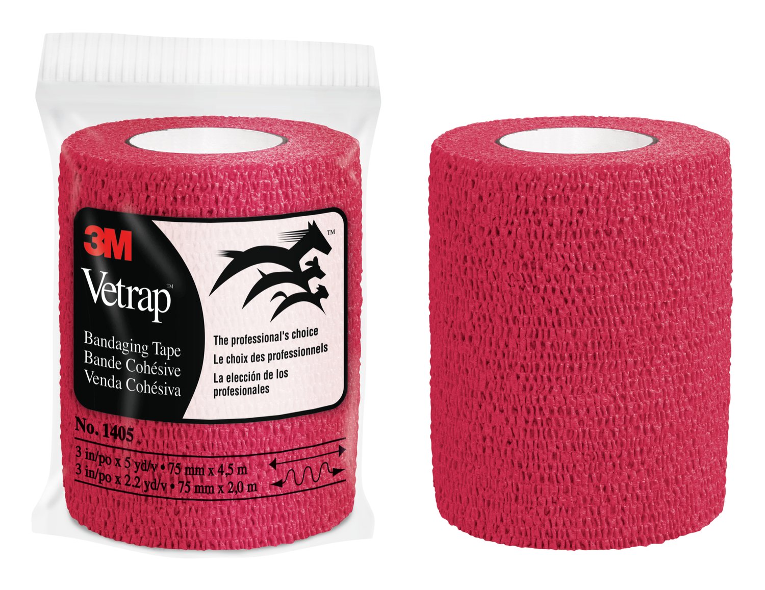 7100115213 - 3M Vetrap Bandaging Tape Bulk Pack, 1405R Bulk Red