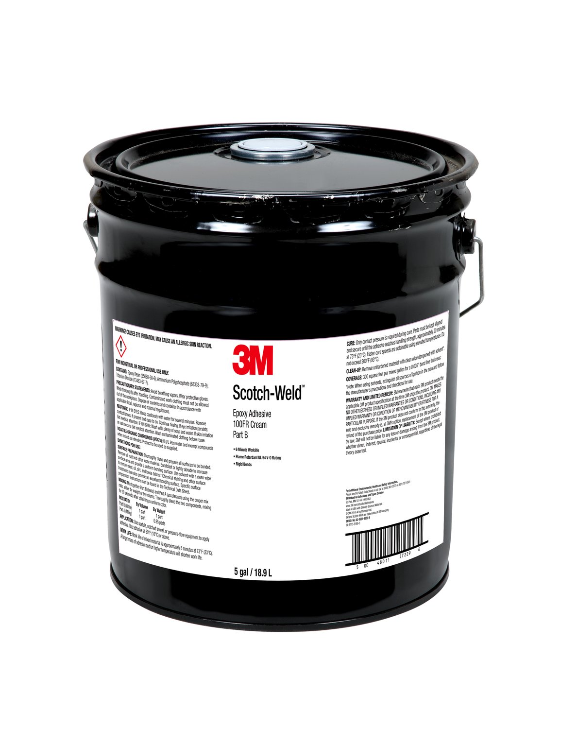7010366123 - 3M Scotch-Weld Epoxy Adhesive 100FR, Cream, Part B, 5 Gallon (Pail) Drum