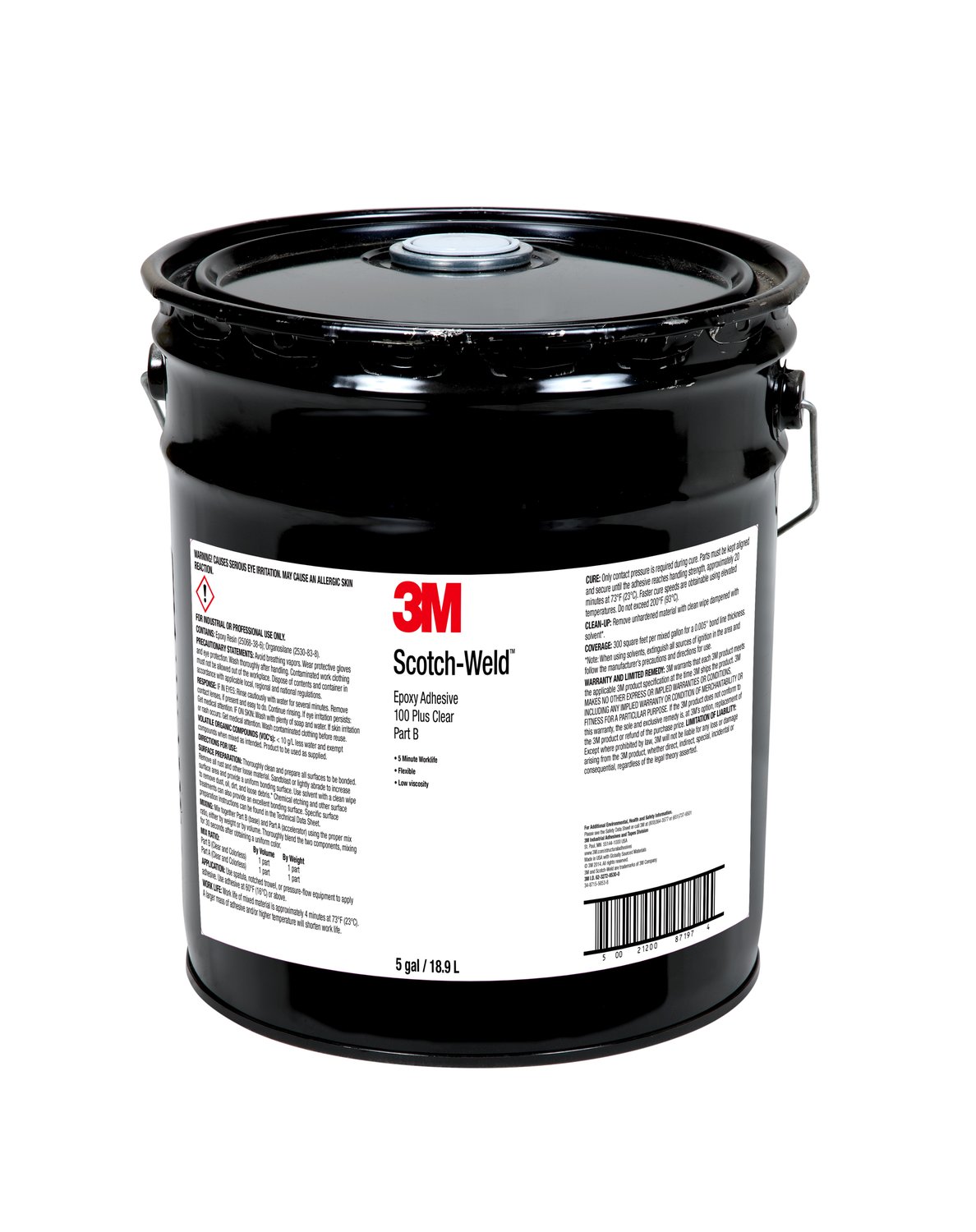 7100084539 - 3M Scotch-Weld Epoxy Adhesive 100 Plus, Clear, Part B, 5 Gallon (Pail), Drum