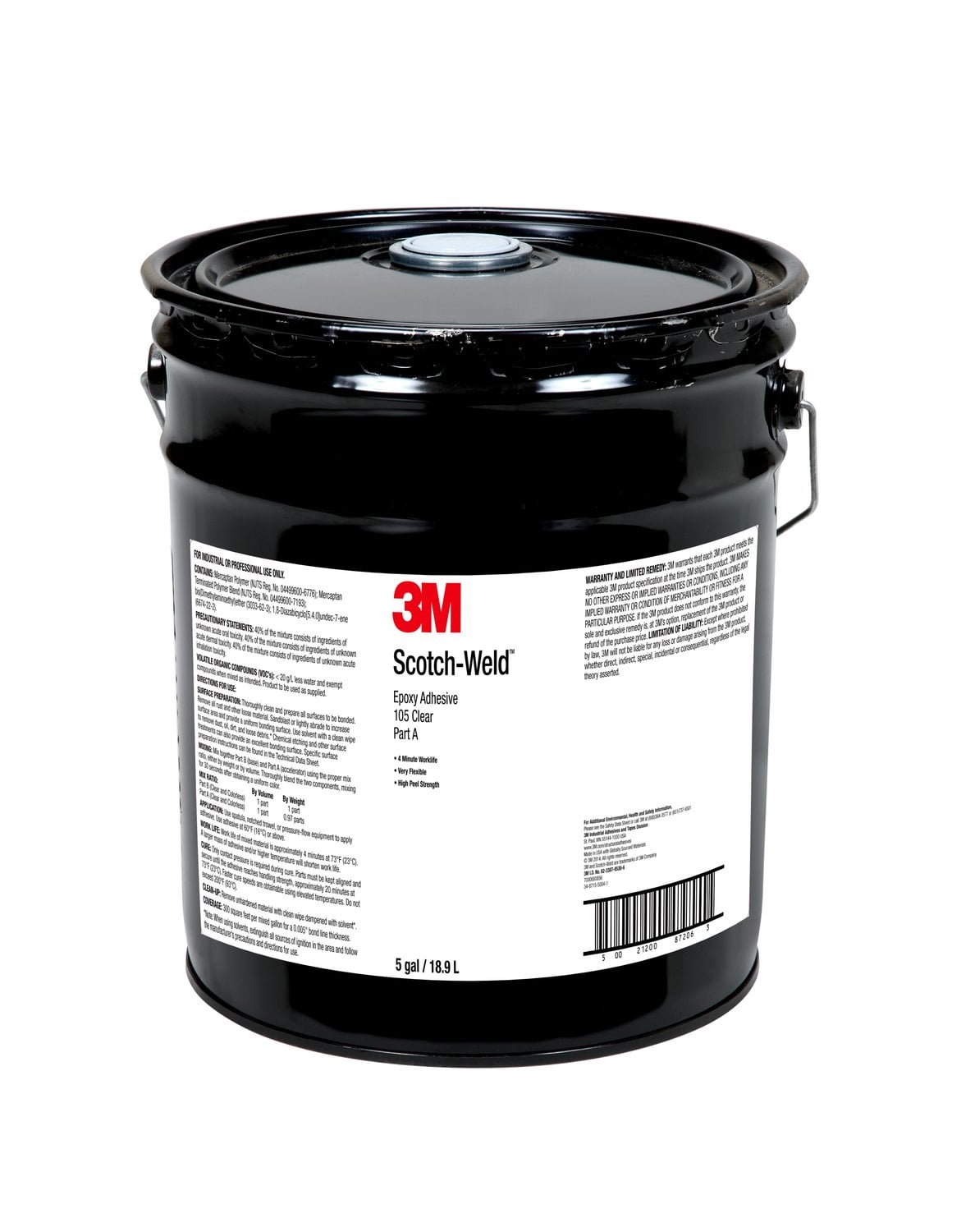 7000000856 - 3M Scotch-Weld Epoxy Adhesive 105, Clear, Part A, 5 Gallon (Pail) Drum