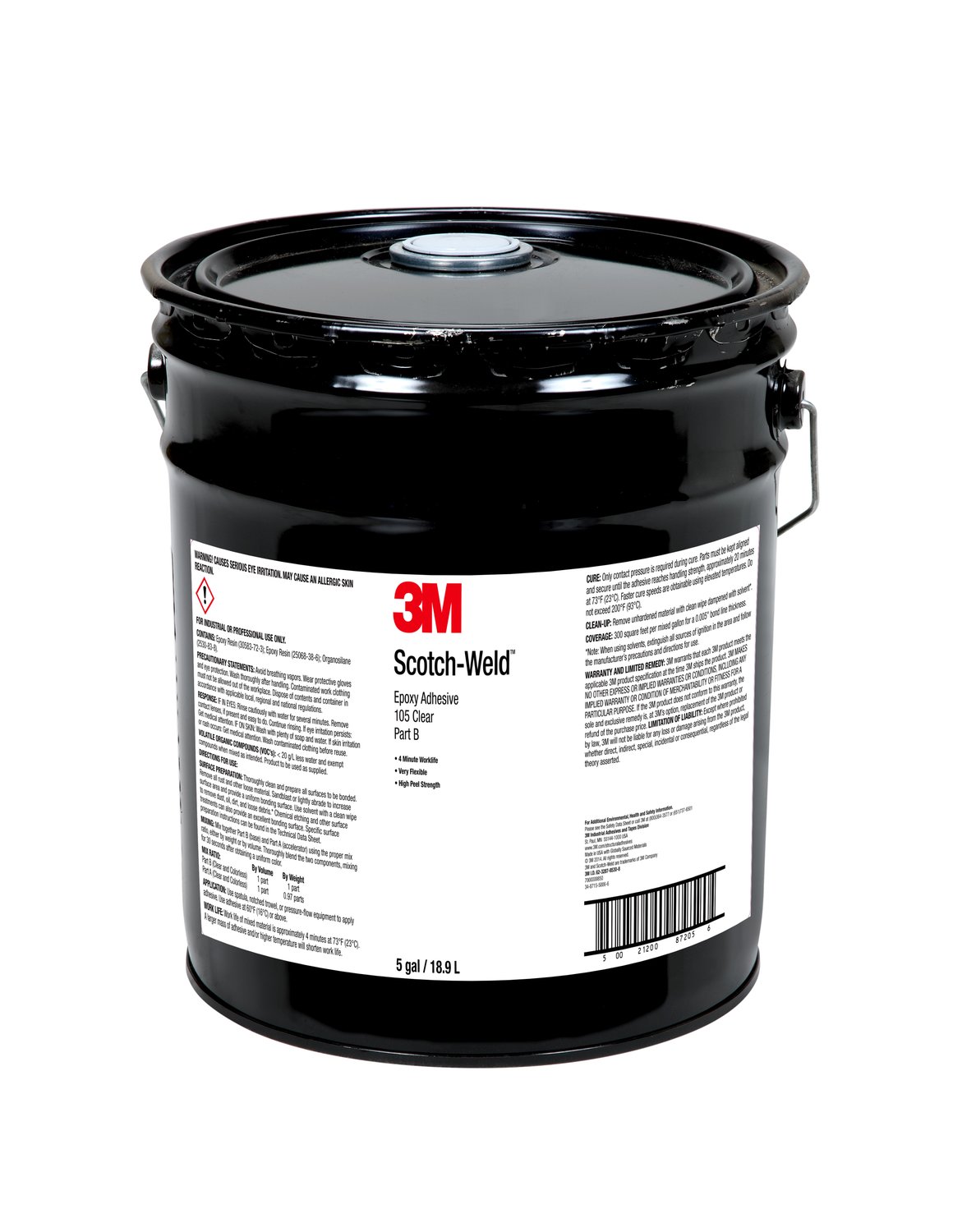 00021200872051, 3M Scotch-Weld Epoxy Adhesive 105, Clear, Part B, 5 Gallon  (Pail), Drum, Aircraft products, two-part-structural-adhesives