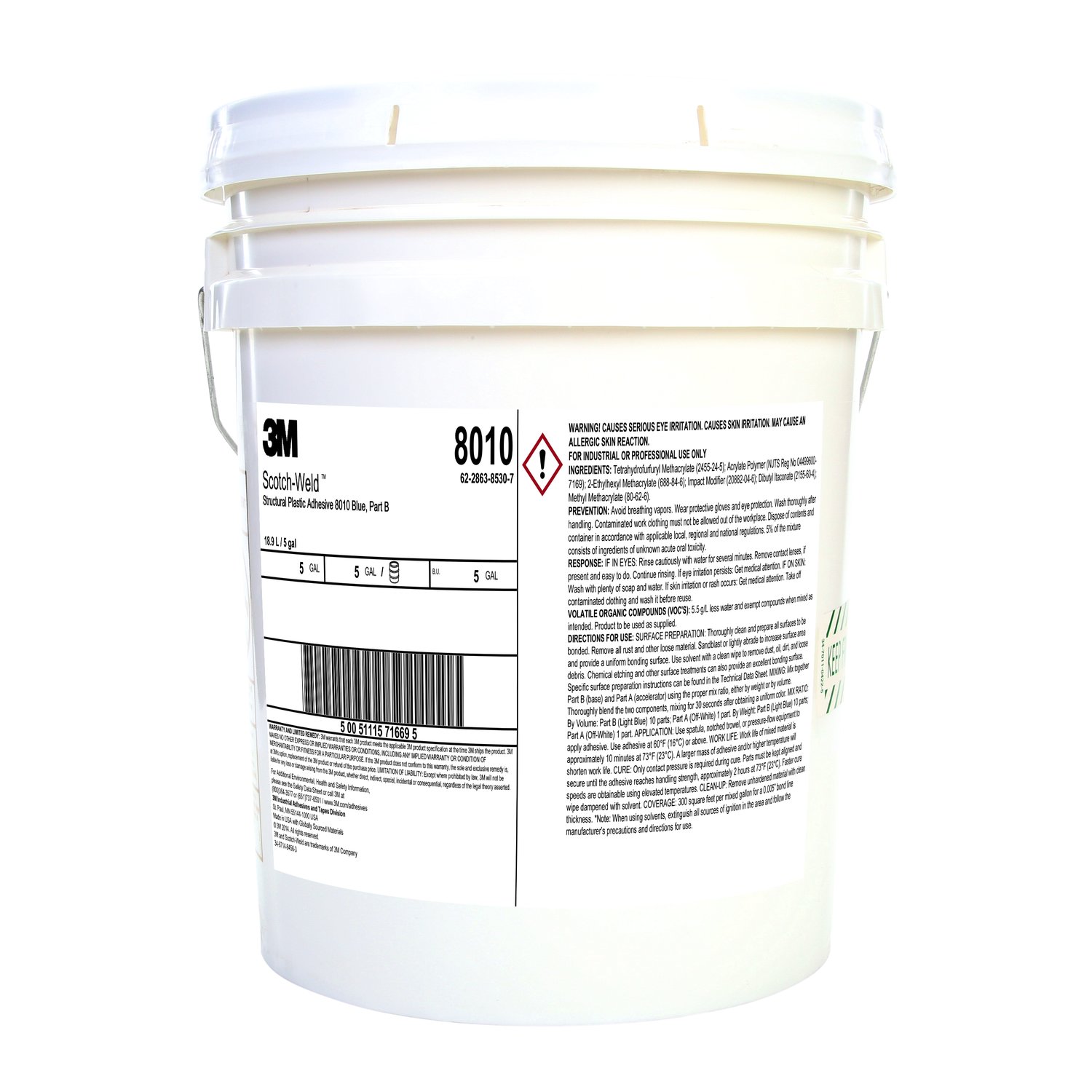7100036720 - 3M Scotch-Weld Structural Plastic Adhesive 8010, Blue, Part B, 5 Gallon (Pail), Drum