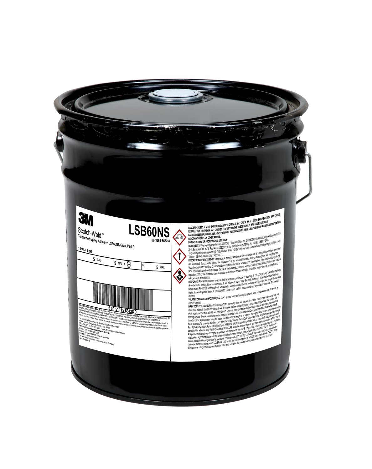 7100079533 - 3M Scotch-Weld Toughened Epoxy Adhesive LSB60NS, Gray, Part A, 5 Gallon (Pail), Drum