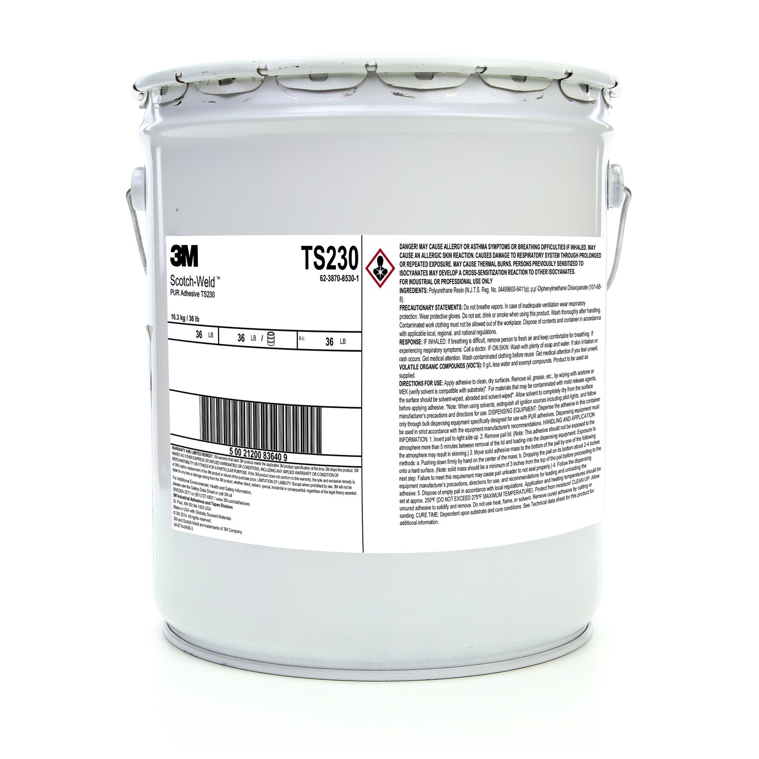 7100024959 - 3M Scotch-Weld PUR Adhesive TS230, Off-White, 5 Gallon (36 lb), Drum