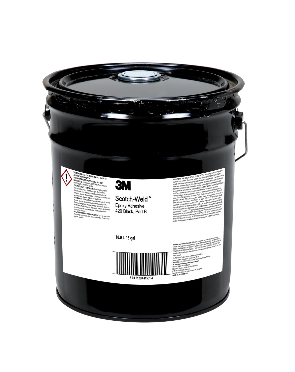 7000000827 - 3M Scotch-Weld Epoxy Adhesive 420, Black, Part B, 5 Gallon (Pail), 1 Can/Drum