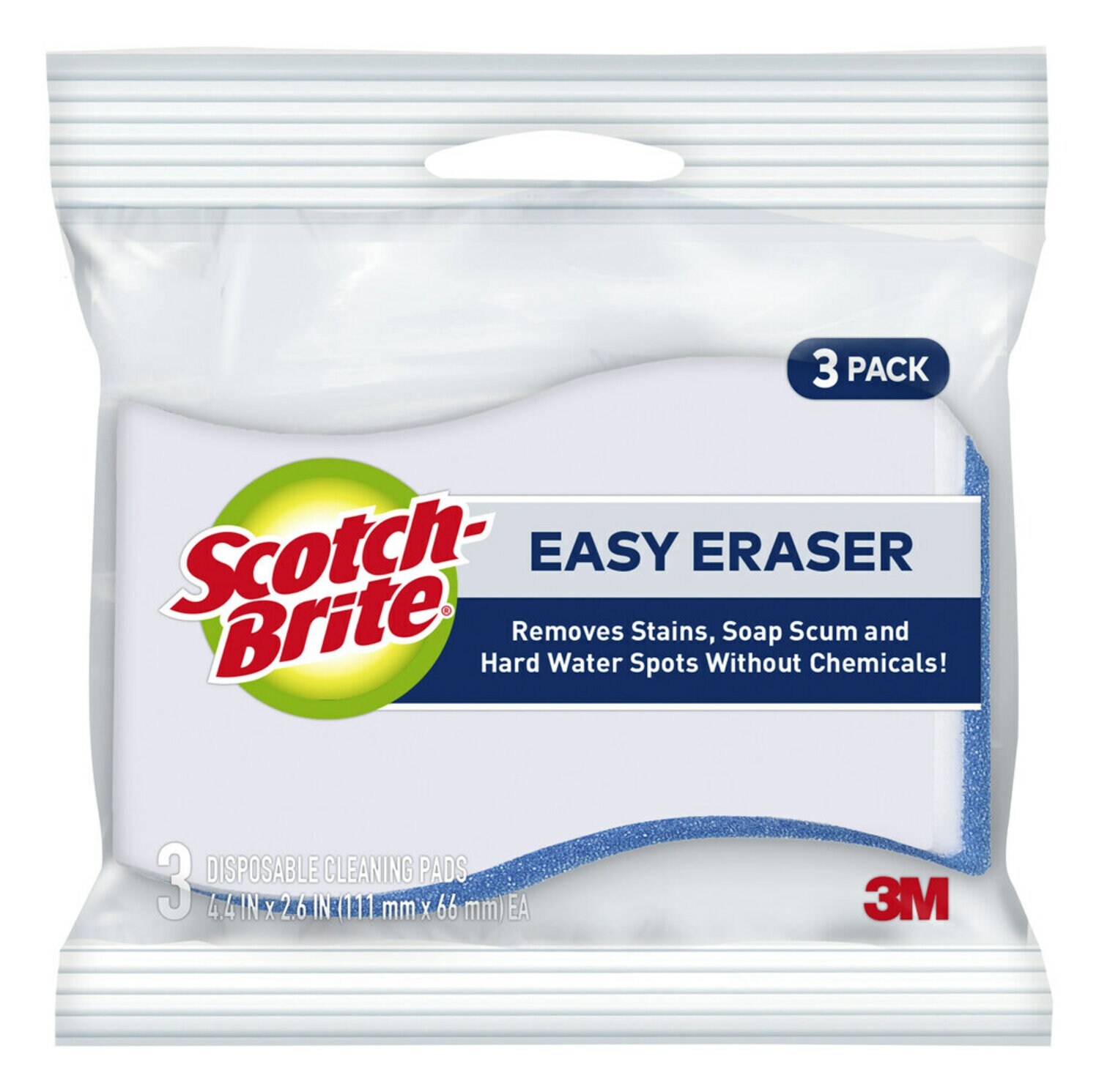 7010340587 - Scotch-Brite Easy Erasing Pad 833, 4.4 in x 2.6 in x 0.9 in, 8/3-pks