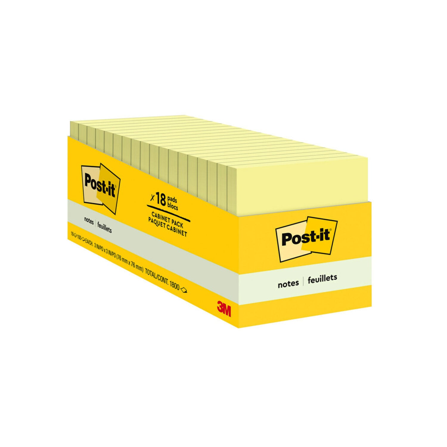 7100263102 - Post-it Notes 654-18CP, 3 in x 3 in (76 mm x 76 mm), 100% PEFC, SGSCH-PEFC-COC-110078