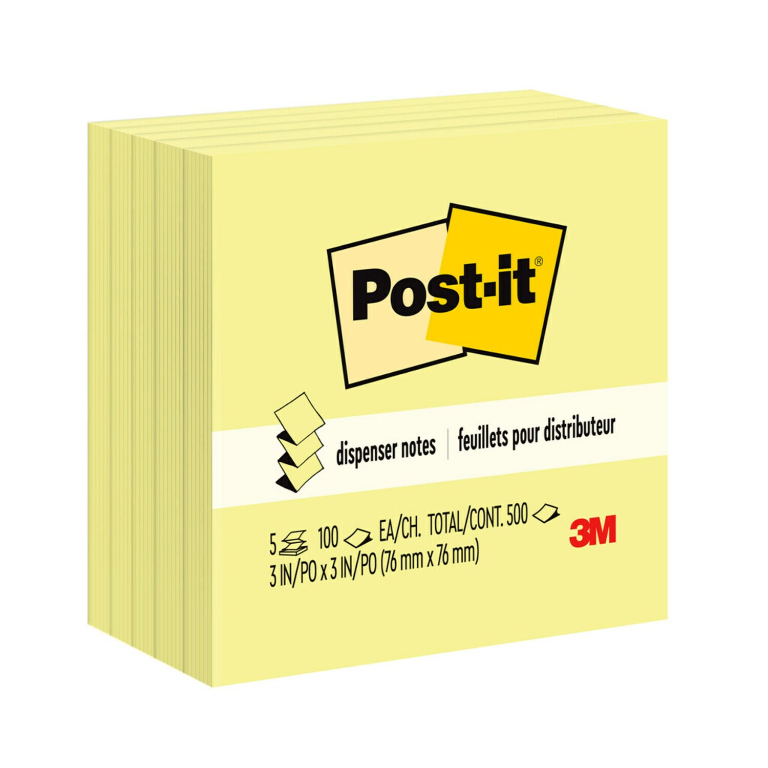 7100200345 - Post-it Dispenser Pop-up Notes 3301-5YW, 3 in x 3 in (76 mm x 76 mm), 100% PEFC, SGSCH-PEFC-COC-110078
