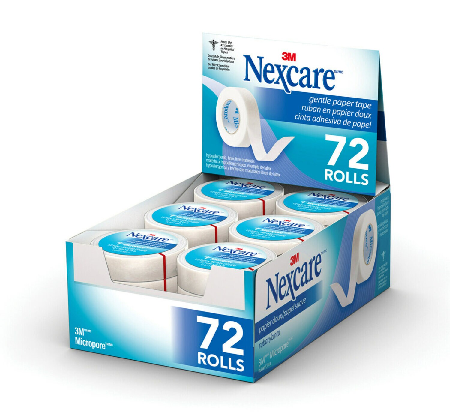 7000052483 - Nexcare Micropore Paper First Aid Tape, 530-P1/2, 1/2 in x 10 yds, Wrapped
