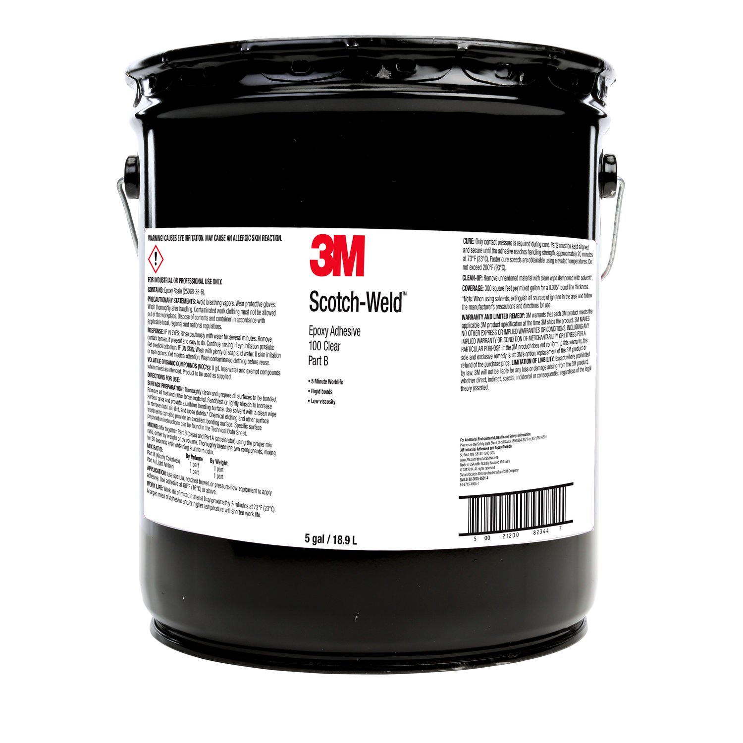 7100086558 - 3M Scotch-Weld Epoxy Adhesive 100, Clear, Part B, 5 Gallon (Pail), Drum