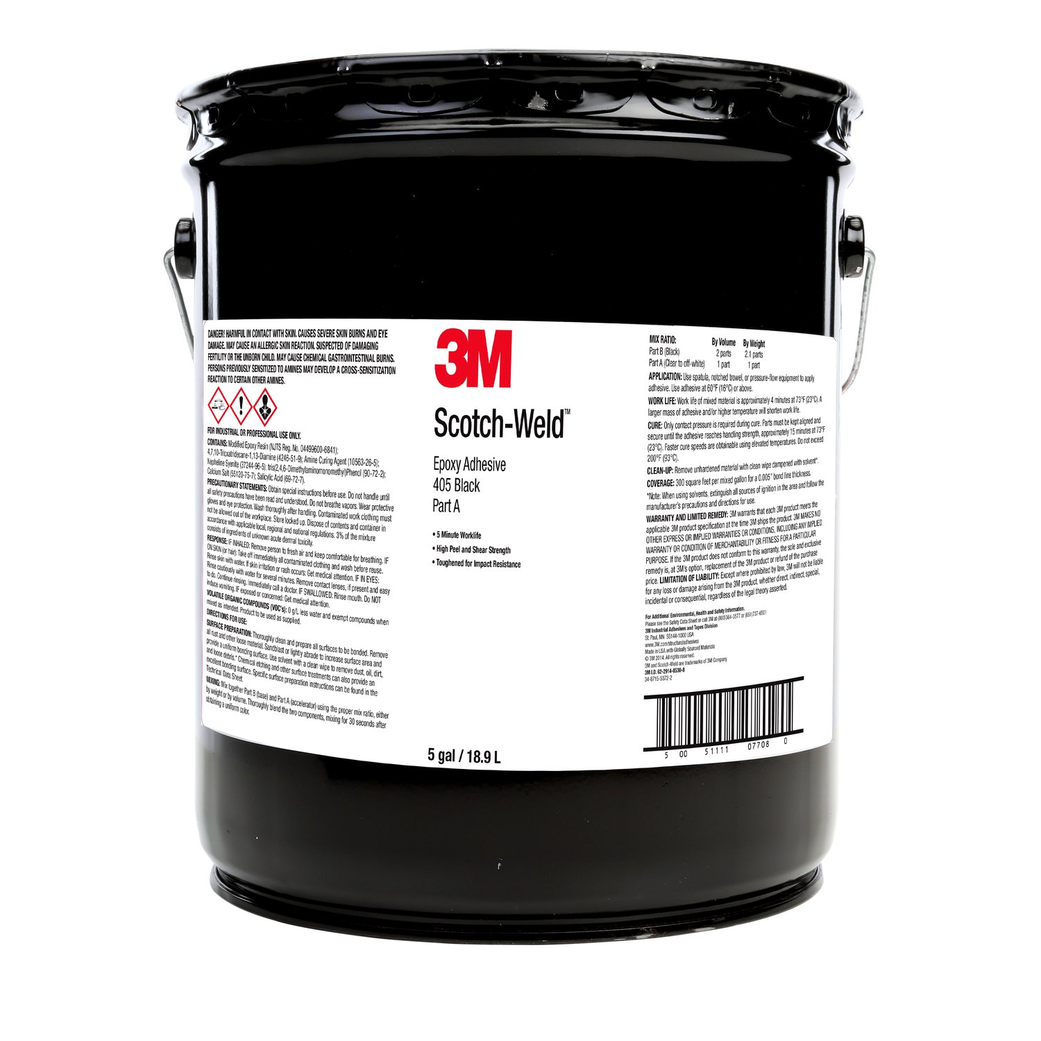 7010301041 - 3M Scotch-Weld Epoxy Adhesive 405, Black, Part A, 5 Gallon (Pail),
Drum