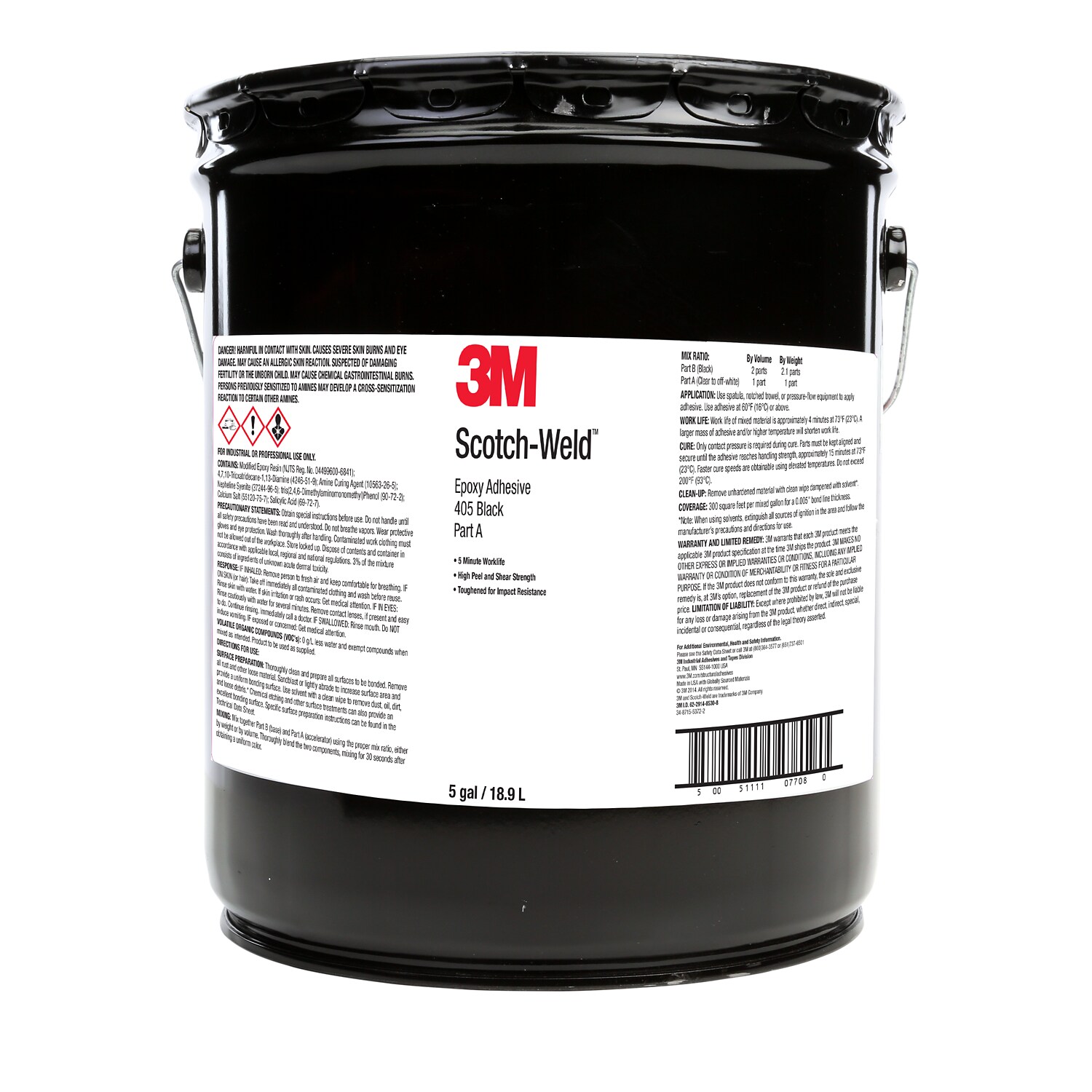7100330390 - 3M Scotch-Weld Epoxy Adhesive 405, Black, Part A, 5 Gallon (Pail), Drum