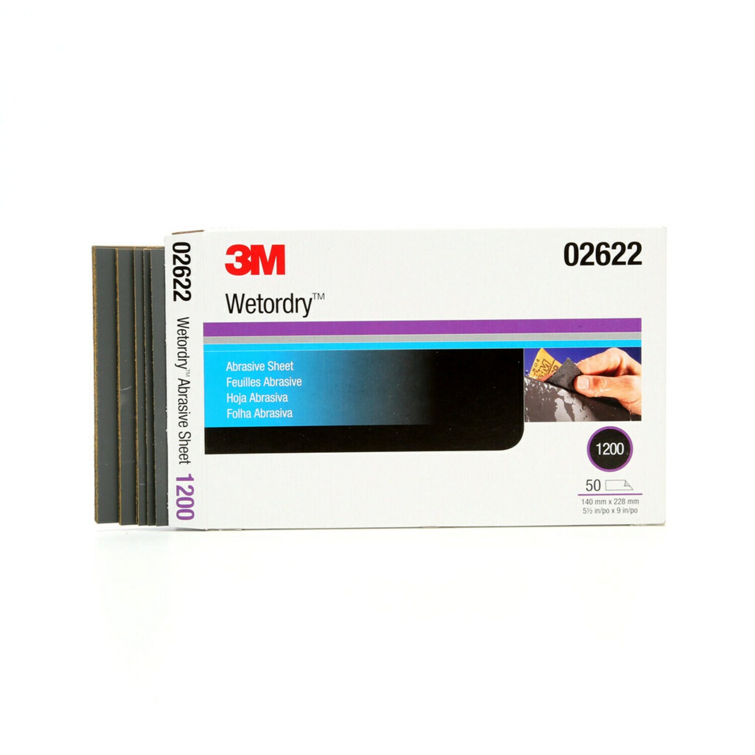 7000120121 - 3M Wetordry Abrasive Sheet 434Q, 02622, 1200, 5 1/2 in x 9 in, 50 sheets per carton, 5 cartons per case