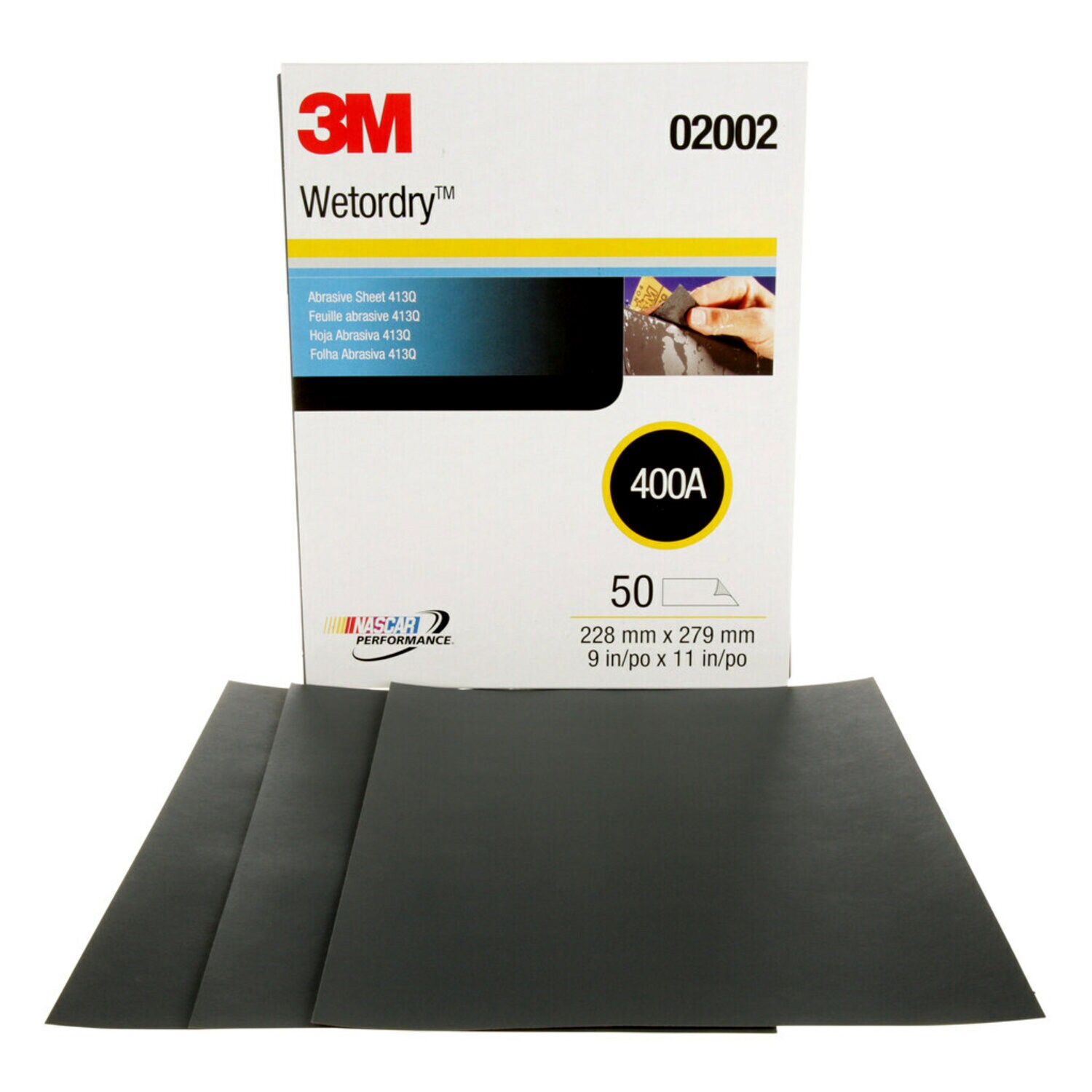 7000000318 - 3M Wetordry Abrasive Sheet 413Q, 02002, 400, 9 in x 11 in, 50 sheets per carton, 5 cartons per case
