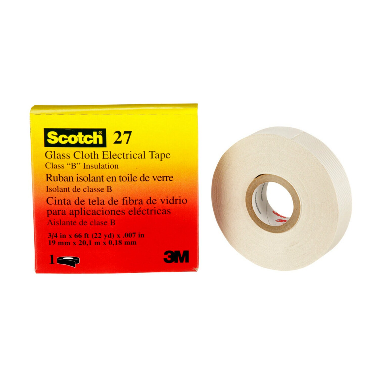 7000005815 - 3M Glass Cloth Electrical Tape 27, 3/4 in x 66 ft, 50 Rolls/Case