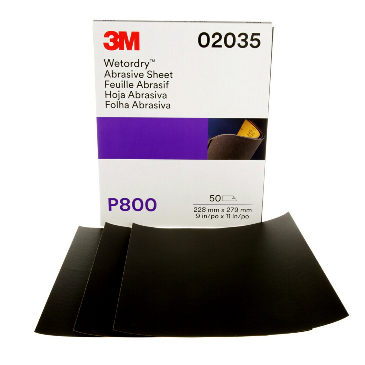 7000028324 - 3M Wetordry Abrasive Sheet 213Q, 02035, P800, 9 in x 11 in, 50 sheets per carton, 5 cartons per case