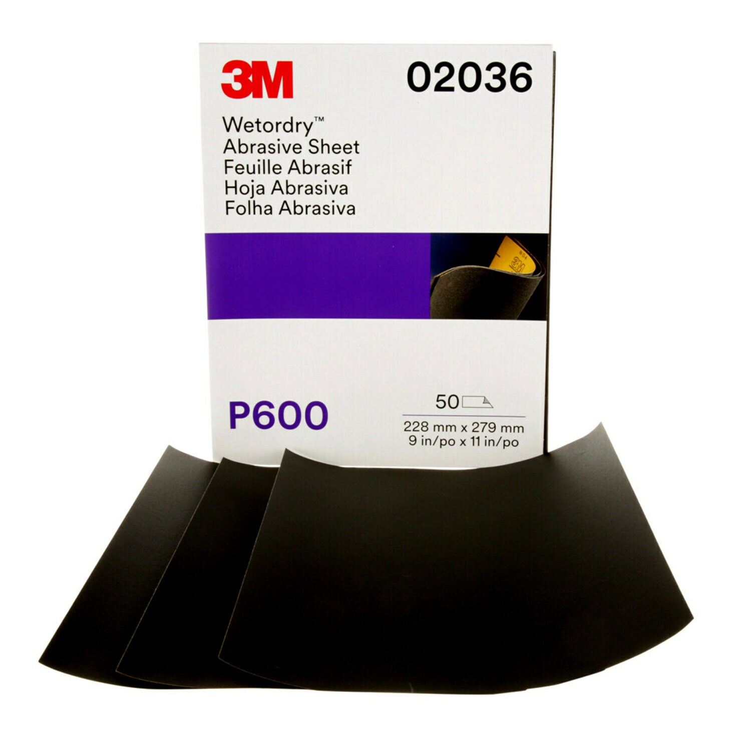 7000028325 - 3M Wetordry Abrasive Sheet 213Q, 02036, P600, 9 in x 11 in, 50 sheets per carton, 5 cartons per case
