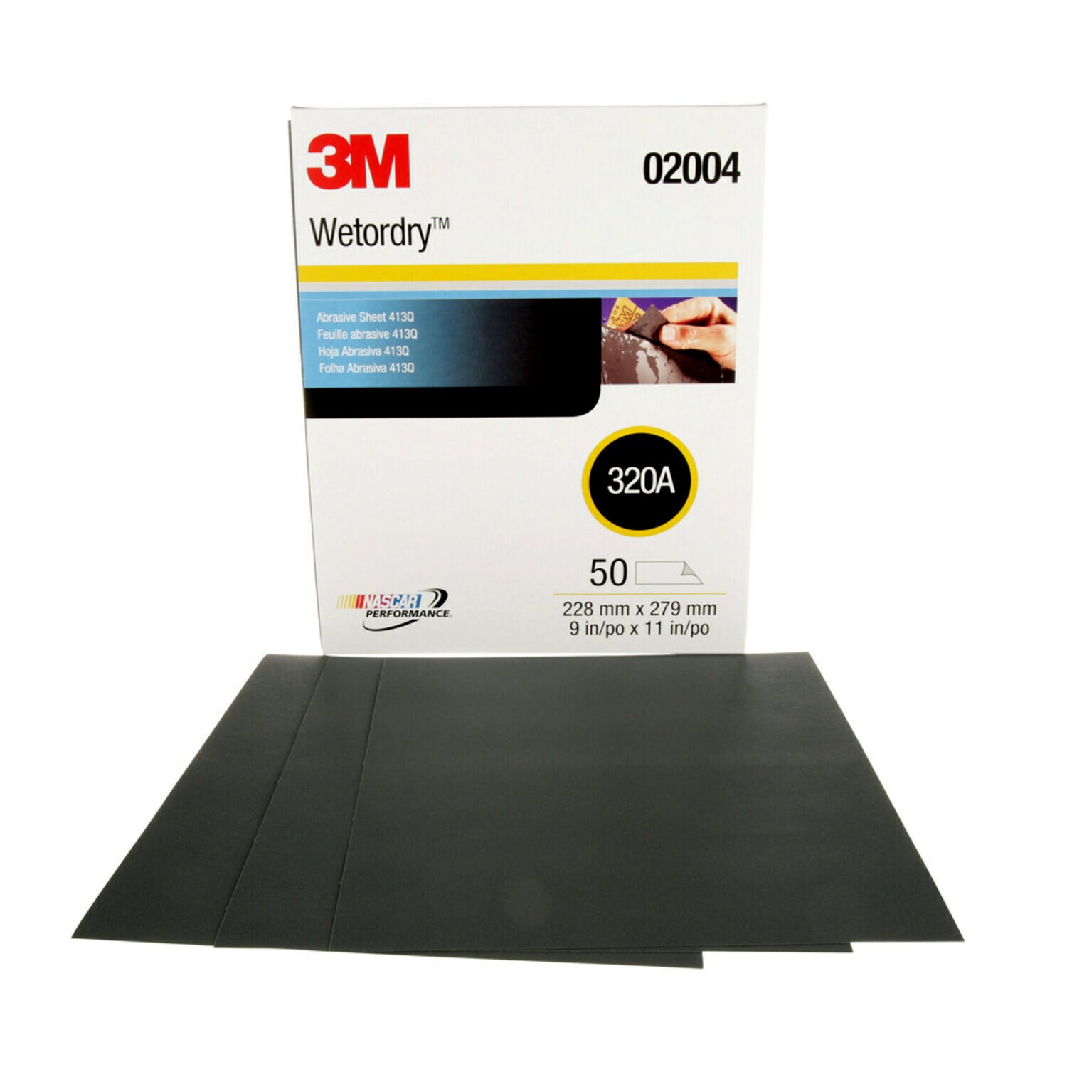 7000148222 - 3M Wetordry Abrasive Sheet 413Q, 02004, 320, 9 in x 11 in, 50 sheets per carton, 5 cartons per case