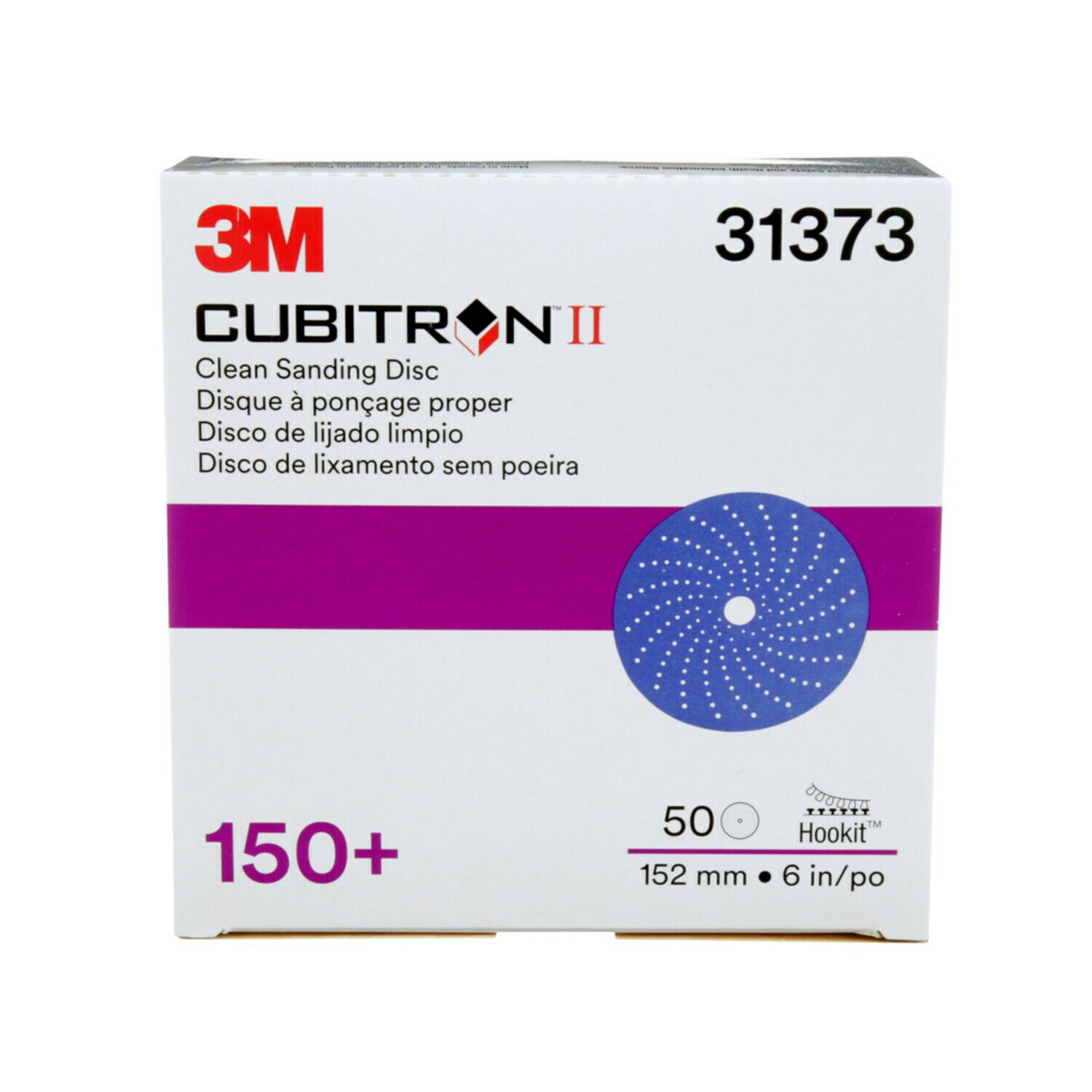 7100155304 - 3M Cubitron II Hookit Clean Sanding Abrasive Disc 737U, 31373, 6 in, 150+, 50 Discs/Carton, 4 Cartons/Case