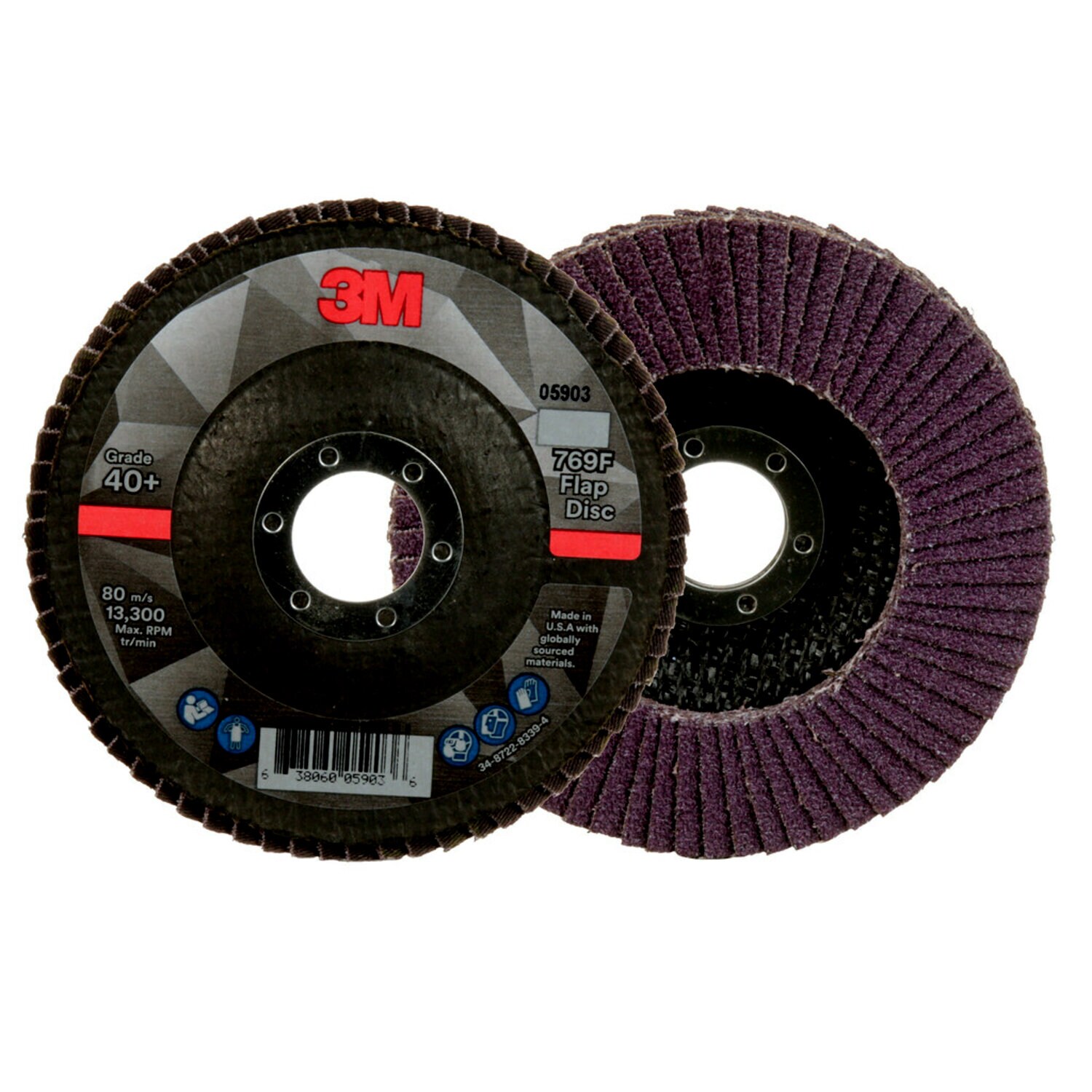 7100177446 - 3M Flap Disc 769F, 40+, T27, 4-1/2 in x 7/8 in, 10 ea/Case