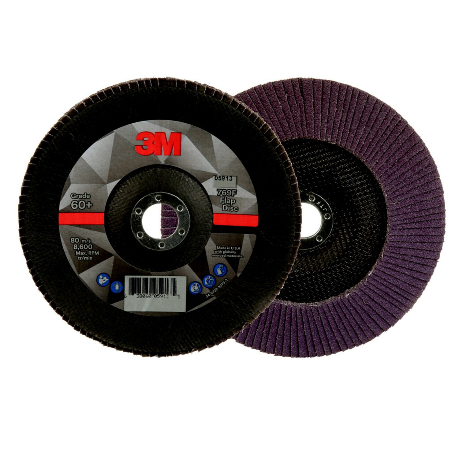 7100177968 - 3M Flap Disc 769F, 60+, T29, 7 in x 7/8 in, 5 ea/Case