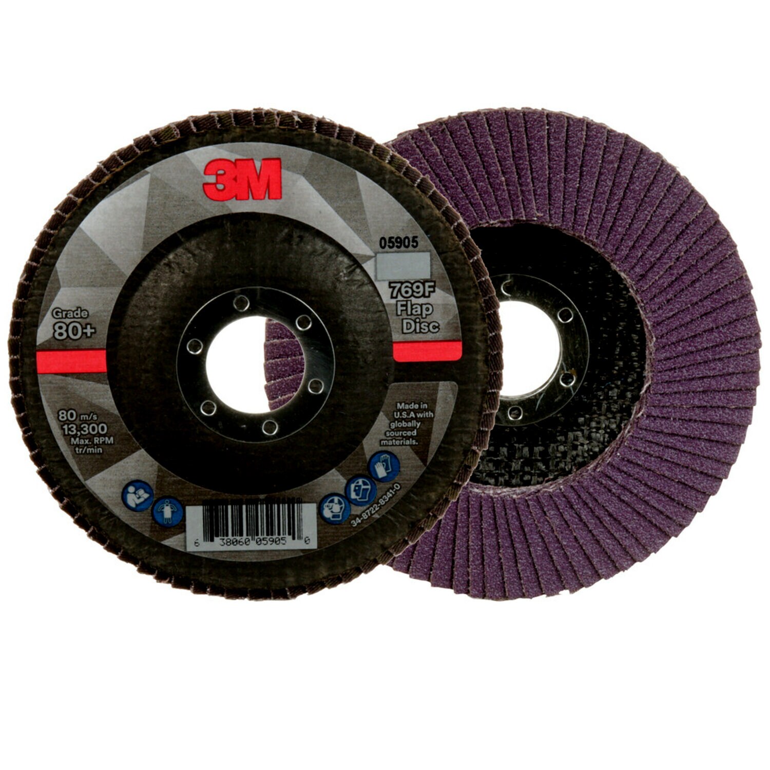 7100178016 - 3M Flap Disc 769F, 80+, T27, 4-1/2 in x 7/8 in, 10 ea/Case