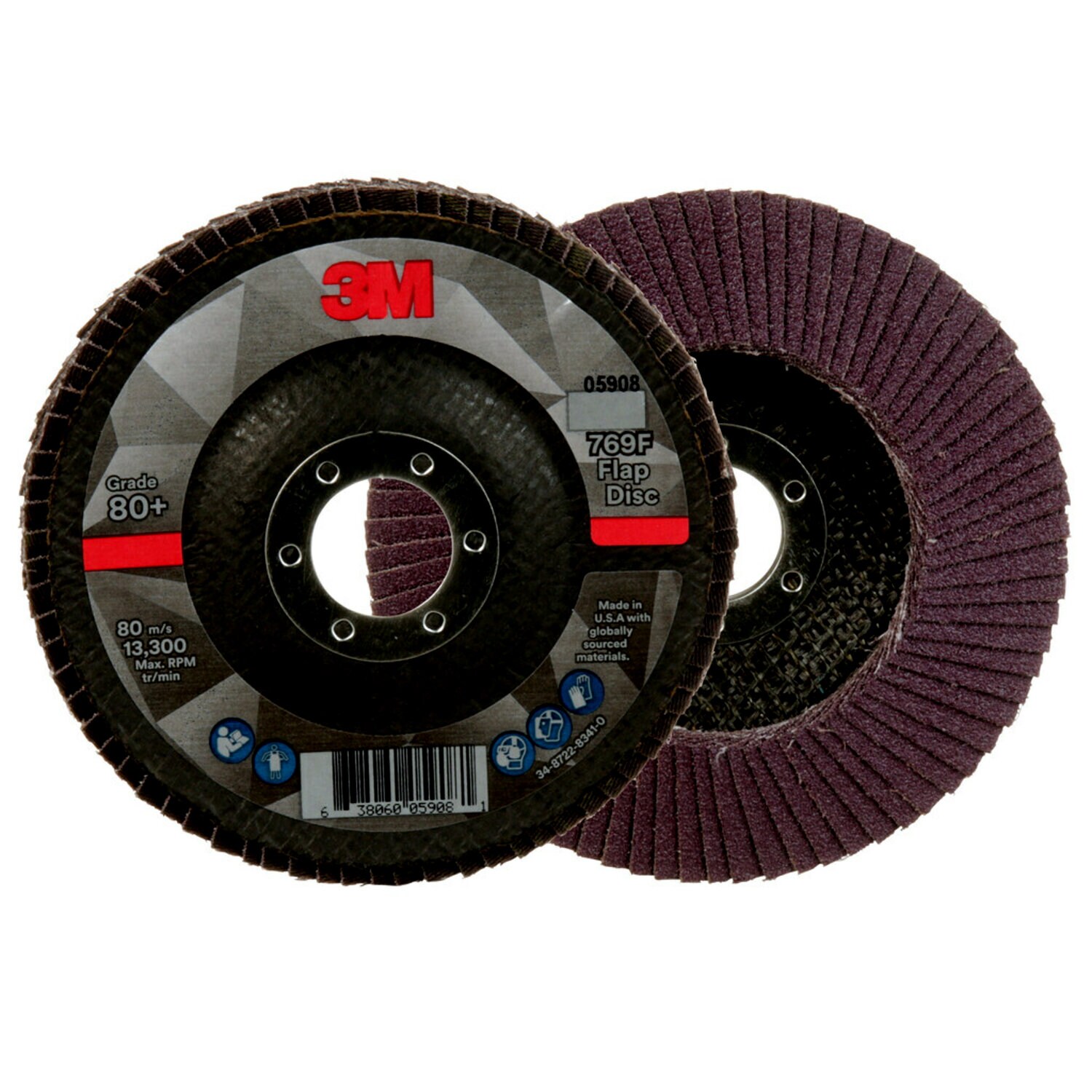 7100178028 - 3M Flap Disc 769F, 80+, T29, 4-1/2 in x 7/8 in, 10 ea/Case