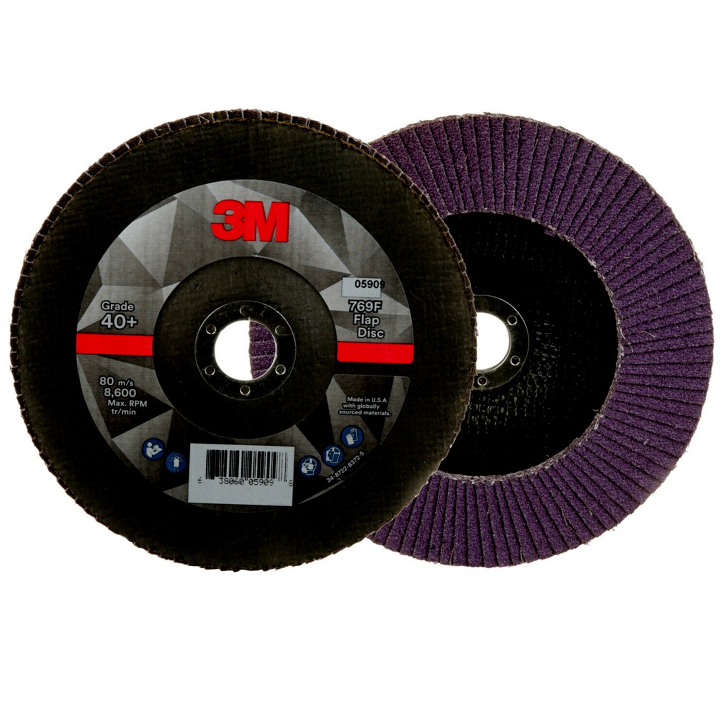 7100178029 - 3M Flap Disc 769F, 40+, T27, 7 in x 7/8 in, 5 ea/Case