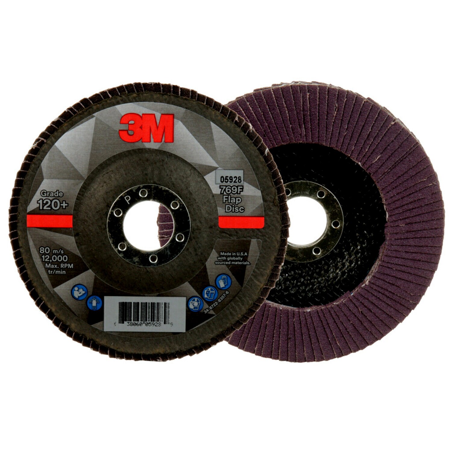 7100178088 - 3M Flap Disc 769F, 120+, T27, 5 in x 7/8 in, 10 ea/Case