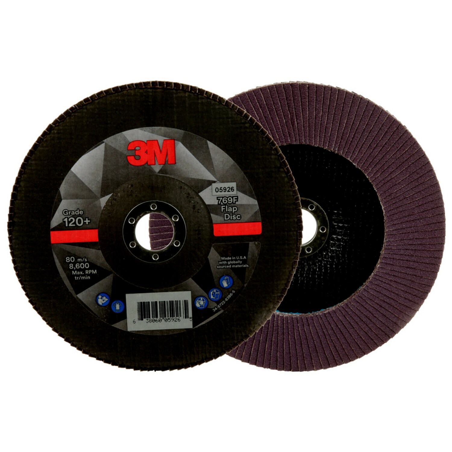 7100178090 - 3M Flap Disc 769F, 120+, T27, 7 in x 7/8 in, 5 ea/Case