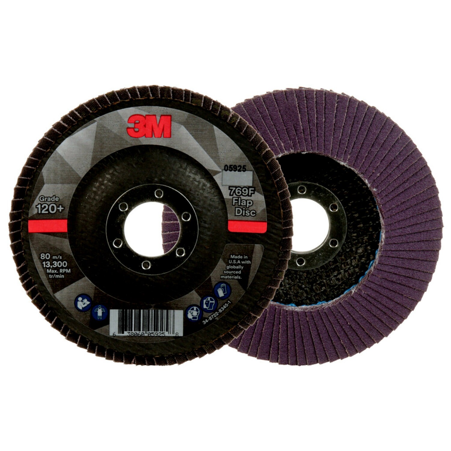 7100178091 - 3M Flap Disc 769F, 120+, T29, 4-1/2 in x 7/8 in, 10 ea/Case