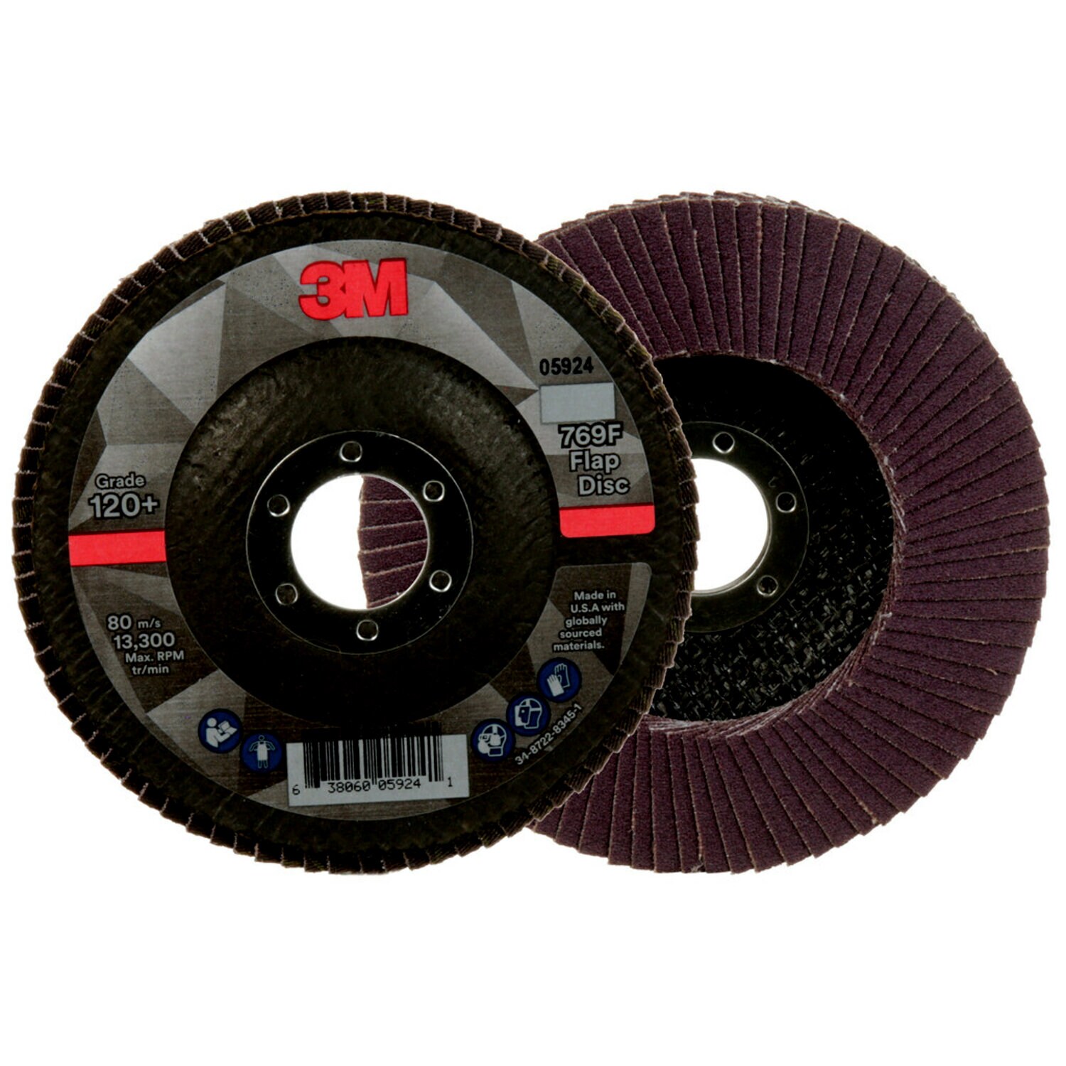 7100178092 - 3M Flap Disc 769F, 120+, T27, 4-1/2 in x 7/8 in, 10 ea/Case