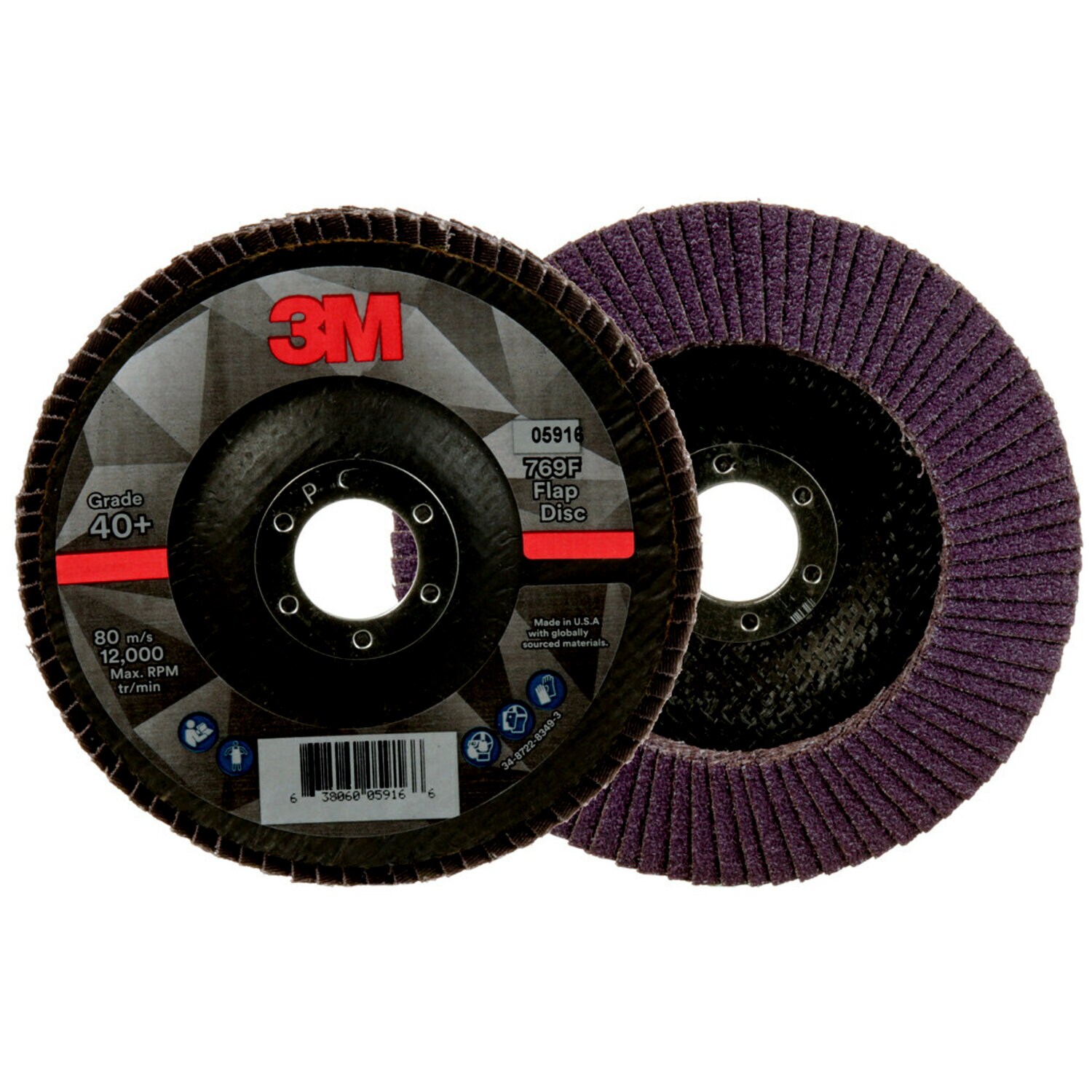 7100178127 - 3M Flap Disc 769F, 40+, T29, 5 in x 7/8 in, 10 ea/Case