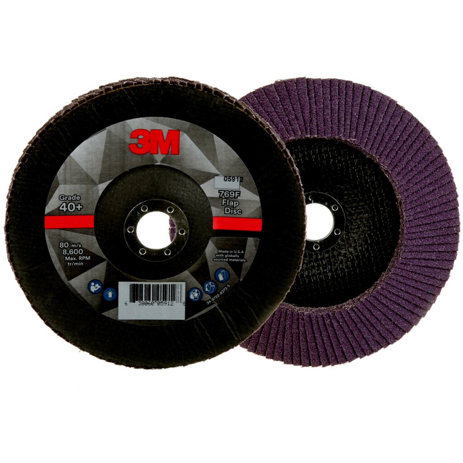7100178128 - 3M Flap Disc 769F, 40+, T29, 7 in x 7/8 in, 5 ea/Case
