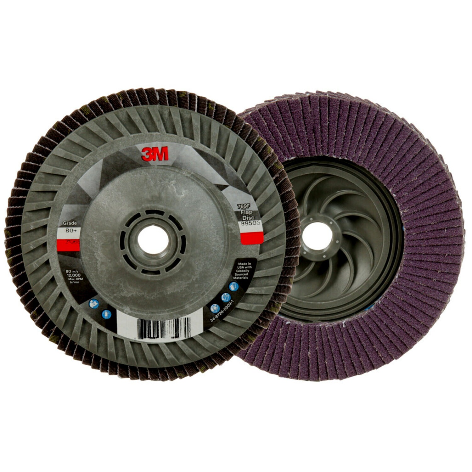 7100178233 - 3M Flap Disc 769F, 40+, T27 Quick Change, 7 in x 5/8 in-11, 5 ea/Case