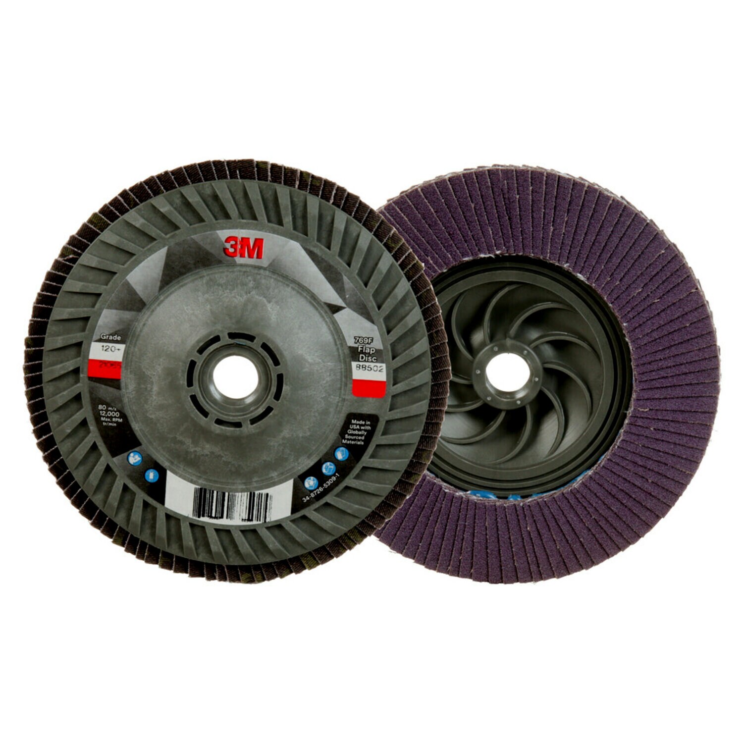 7100243781 - 3M Flap Disc 769F, 120+, T27 Quick Change, 5 in x 5/8 in-11, 10 ea/Case