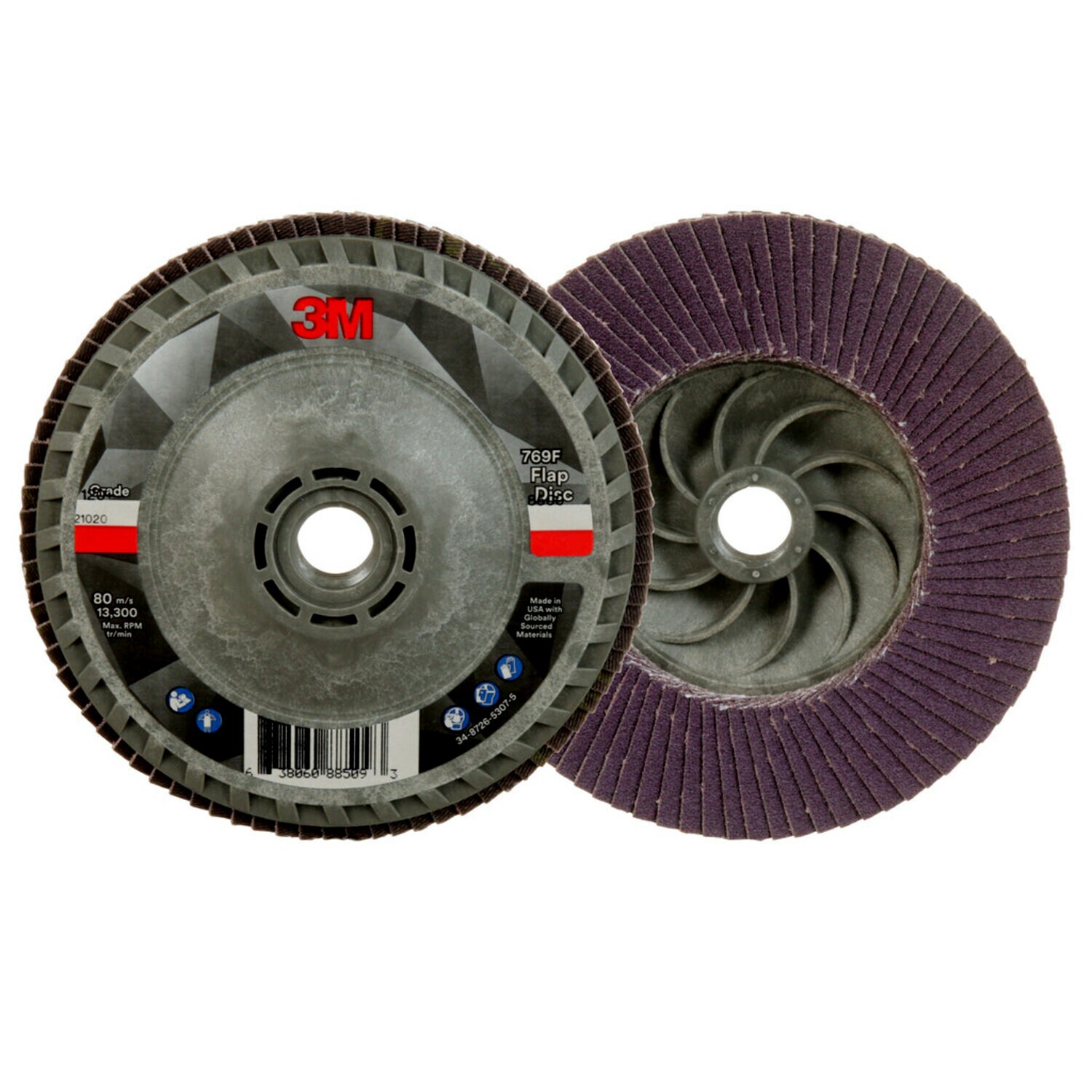 7100243875 - 3M Flap Disc 769F, 120+, T27 Quick Change, 4-1/2 in x 5/8 in-11, 10 ea/Case