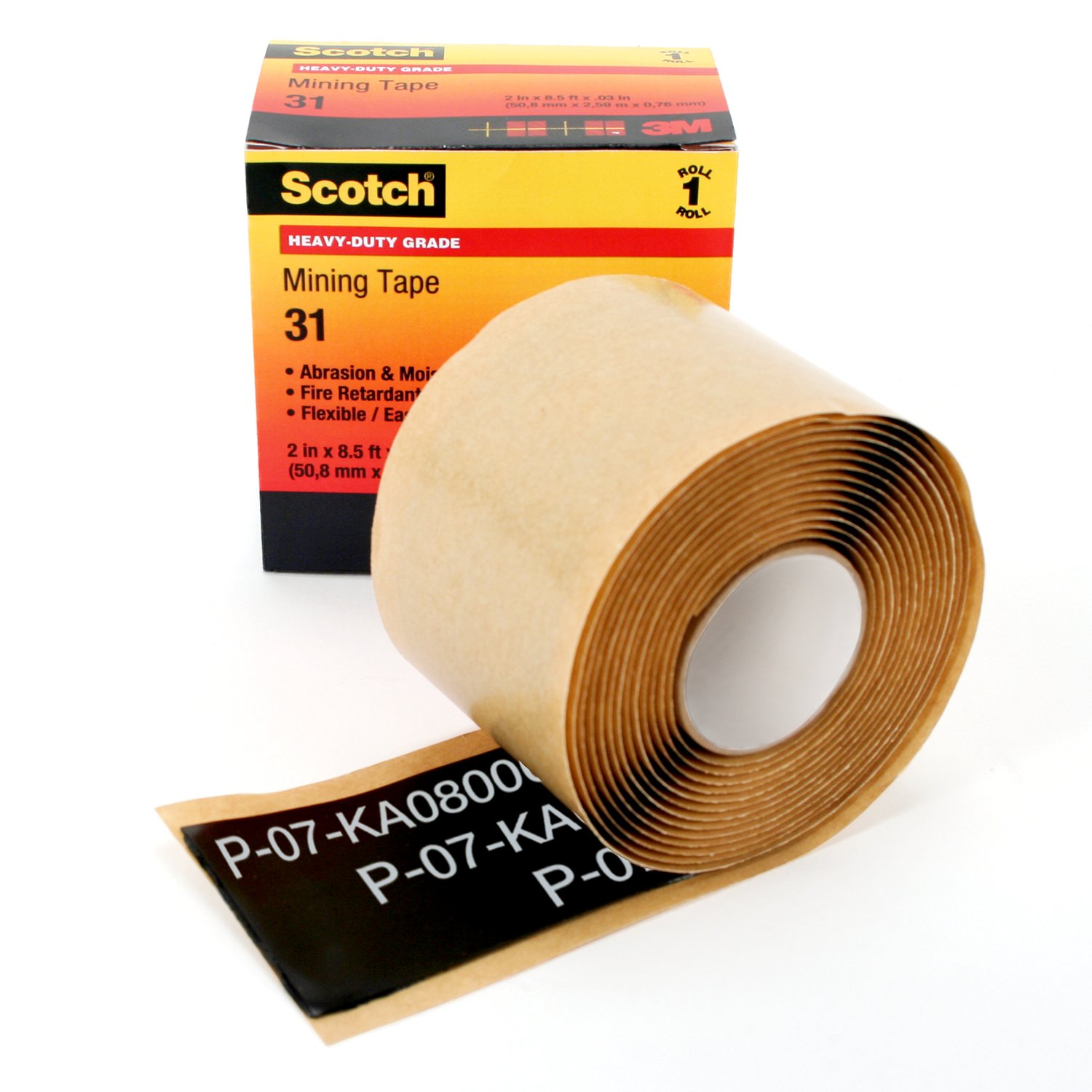 7000031769 - Scotch Heavy-Duty Mining Tape 31, 2 in x 8-1/2 ft, Black, 1
roll/carton, 10 rolls/Case