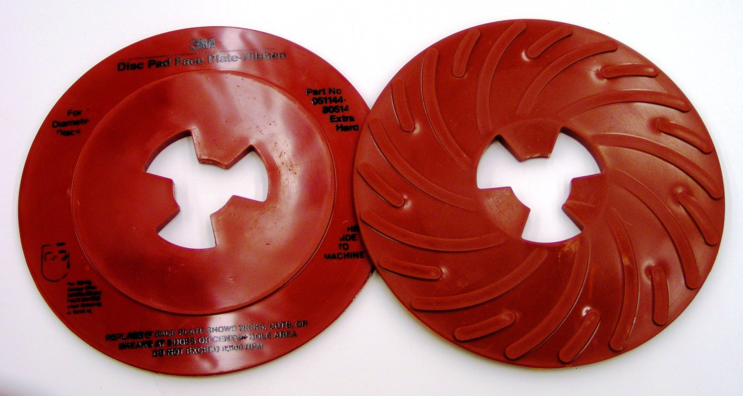 7000028419 - 3M Disc Pad Face Plate Ribbed 80514, 7 in Extra Hard Red, 10 ea/Case