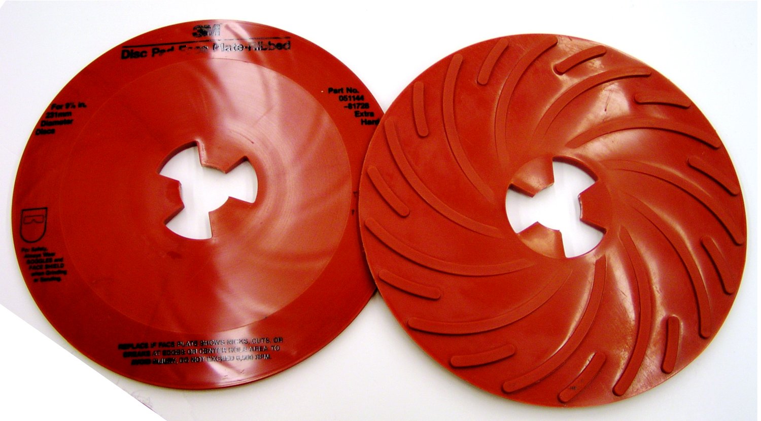 7000144145 - 3M Disc Pad Face Plate Ribbed 81728, 9 in Extra Hard Red, 10 ea/Case