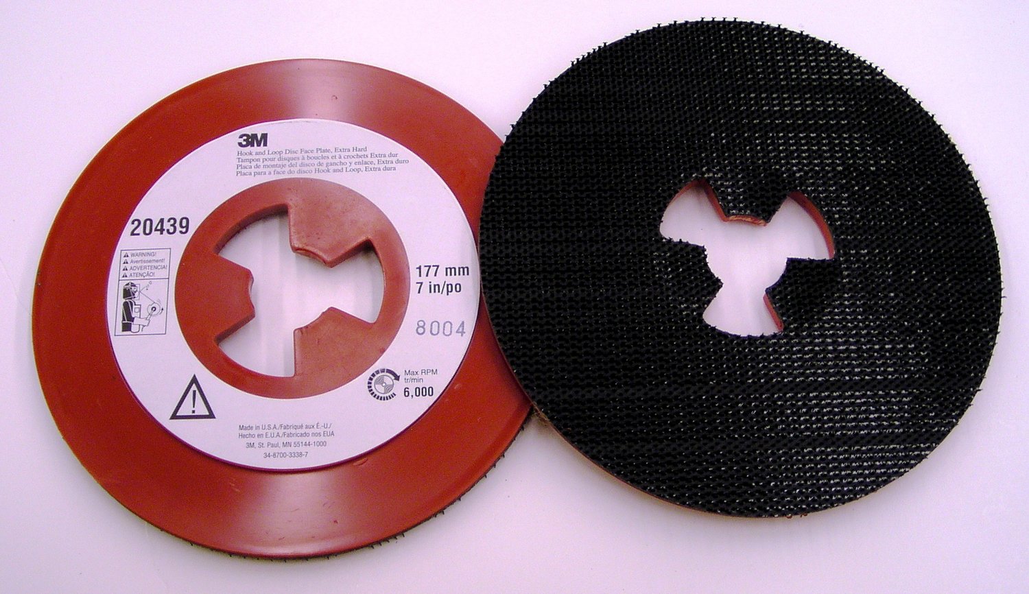 7010360099 - 3M Hook and Loop Disc Face Plate, 20439, 7 in Extra Hard, 10 ea/Case