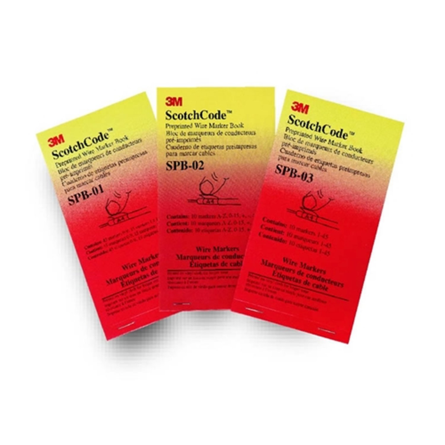 7000133164 - 3M ScotchCode Write-On Wire Marker Book SWB-01, 0.5 in x 1.5 in, 5/Case