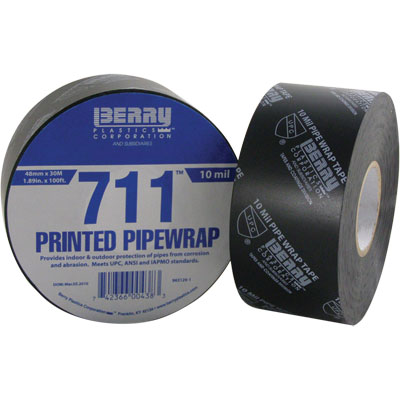  - Berry Plastics 711D 10 mil PVC Pipewrap Tape - UPC Listed - Black 2in x 100Ft