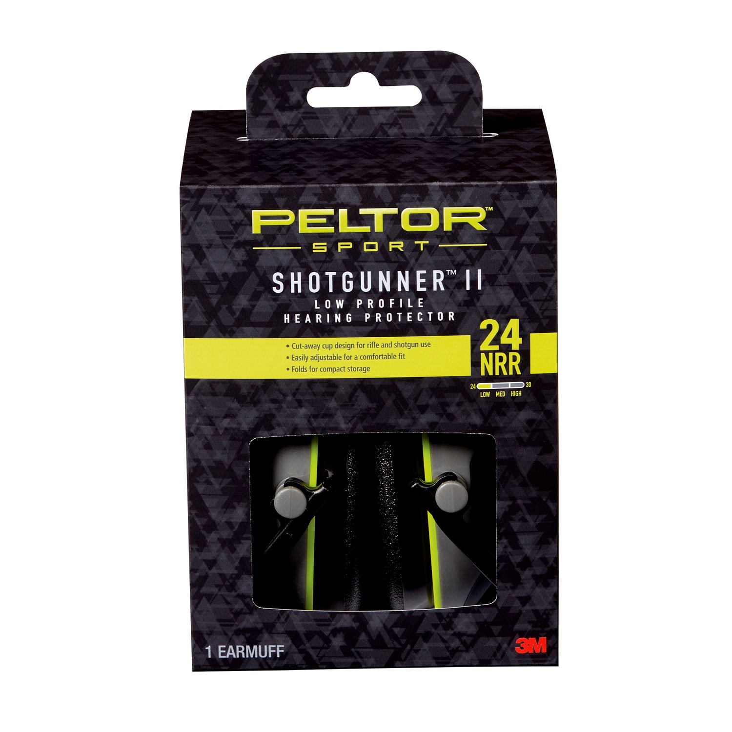 7100115570 - Peltor Sport Shotgunner II Low-Profile Hearing Protector 24 NRR, 97040-PEL-2C, Black/Gray, 2ea/cs