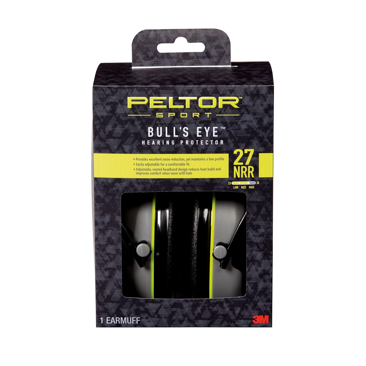 7100088577 - Peltor Sport Bull's Eye Hearing Protector, 97041-PEL-6C, 27 NRR Black/Gray