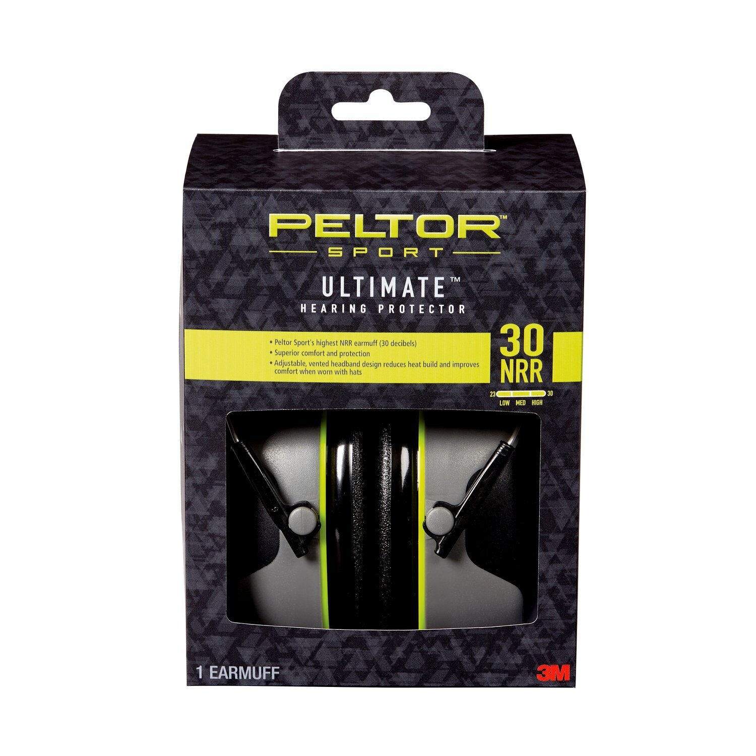 7100088576 - Peltor Sport Ultimate Hearing Protector, 97042-PEL-6C, 30 NRR Black/Gray